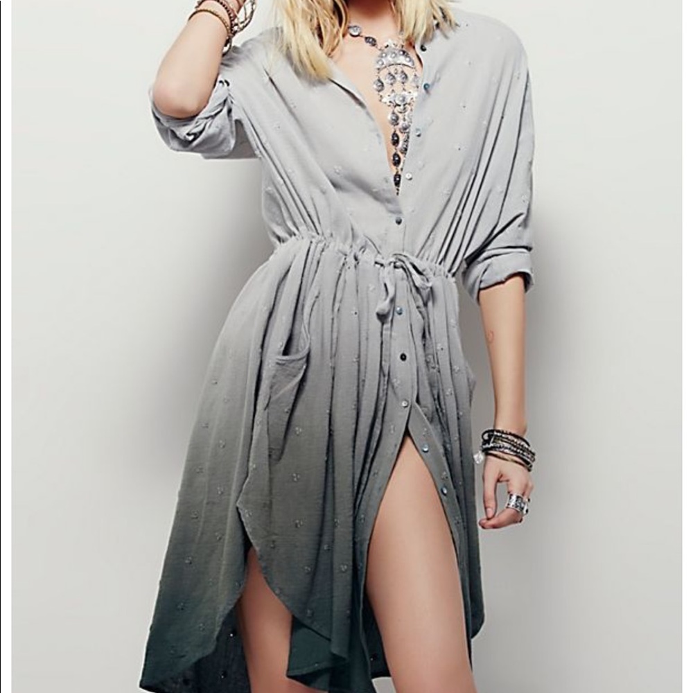 Free People Ray of Light Eyelet Ombré Shirt Dress